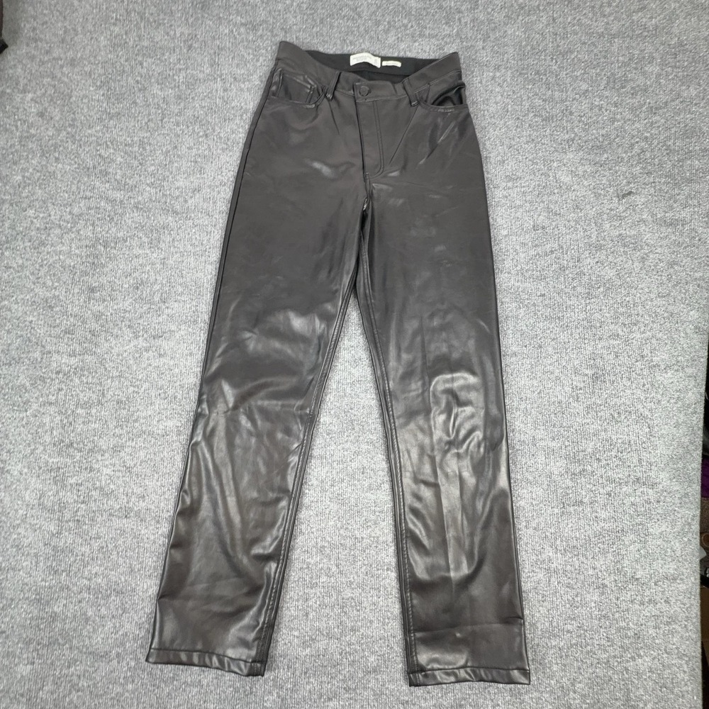 Abercrombie & Fitch Pants‎ Womens 10 Black Vegan Leather 90s Straight High Rise